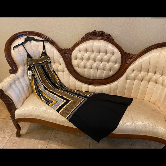 INC black yellow & white maxi dress - Picture 2 of 7